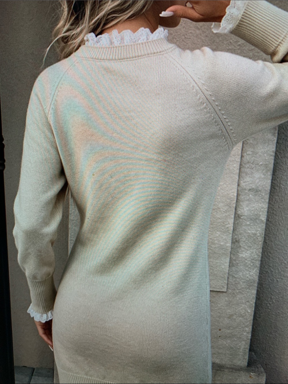 Cream Cable-Knit Women's Sweater Dress - Picture 2 of 5
